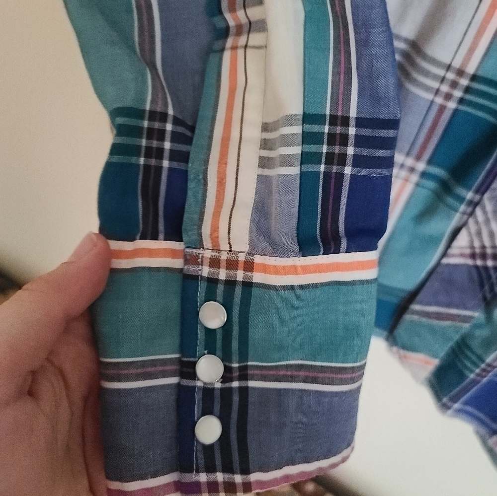 Wrangler Western Shirt Men's Large Pearl Snap Single sz l - Picture 4 of 10